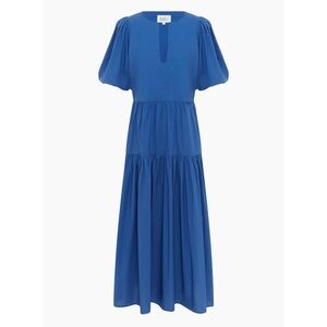 Bird & Knoll Mira Tiered Cotton Dress in Ocean Blue Size XXS NWT
